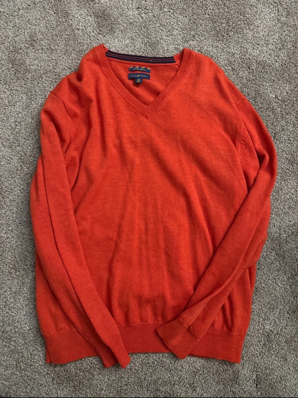 Club Room Men's V-Neck Sweater in Bright Orange